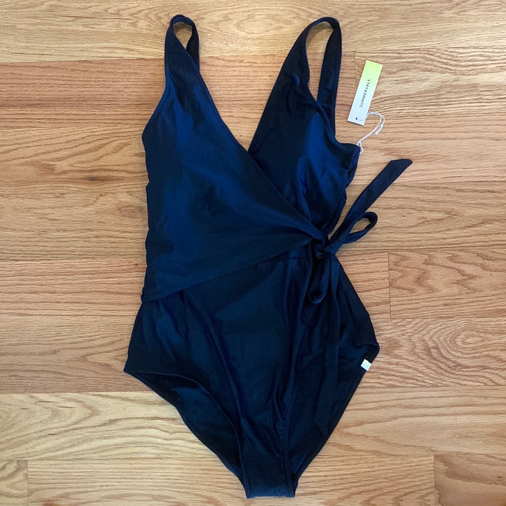 Summersalt Perfect Wrap One Piece - Black size 10 long torso